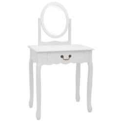 vidaXL Tocador y taburete madera paulownia y MDF blanco 65x36x128 cm