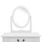 vidaXL Tocador y taburete madera paulownia y MDF blanco 65x36x128 cm vidaXL Tocador y taburete madera paulownia y MDF blanco 65x36x128 cm
