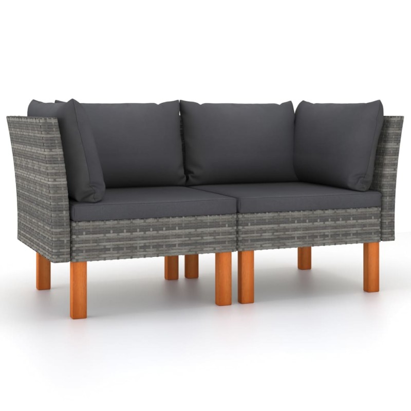 vidaXL Sofás de esquina 2 uds ratán sintético y madera de eucalipto vidaXL Sofás de esquina 2 uds ratán sintético y madera de eucalipto
