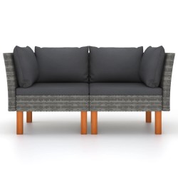 vidaXL Sofás de esquina 2 uds ratán sintético y madera de eucalipto