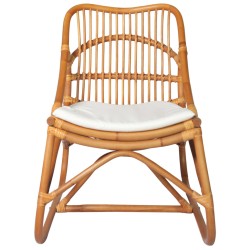 vidaXL Silla de ratán lino marrón claro 