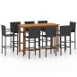 vidaXL Conjunto de bar para jardín 9 piezas negro vidaXL Conjunto de bar para jardín 9 piezas negro