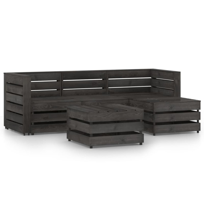 vidaXL Set de muebles de jardín 5 pzas madera de pino impregnada gris