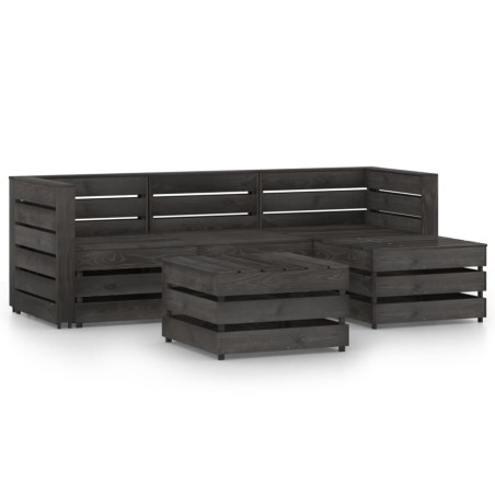 vidaXL Set de muebles de jardín 5 pzas madera de pino impregnada gris