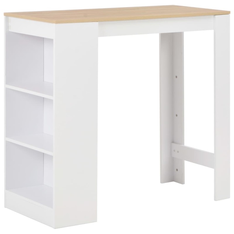 vidaXL Mesa alta de cocina con estantería blanca 110x50x103 cm vidaXL Mesa alta de cocina con estantería blanca 110x50x103 cm