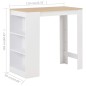 vidaXL Mesa alta de cocina con estantería blanca 110x50x103 cm vidaXL Mesa alta de cocina con estantería blanca 110x50x103 cm