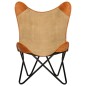 vidaXL Silla Butterfly mariposa de cuero auténtico marrón y lona vidaXL Silla Butterfly mariposa de cuero auténtico marrón y lona