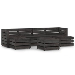 vidaXL Set de muebles de jardín 7 pzas madera de pino impregnada gris