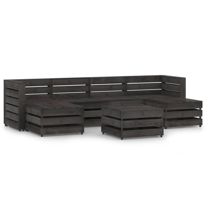 vidaXL Set de muebles de jardín 7 pzas madera de pino impregnada gris vidaXL Set de muebles de jardín 7 pzas madera de pino impregnada gris