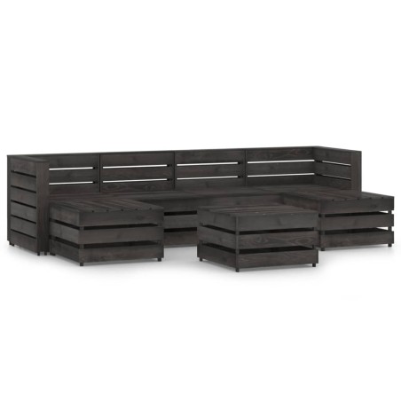 vidaXL Set de muebles de jardín 7 pzas madera de pino impregnada gris