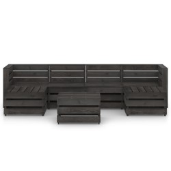 vidaXL Set de muebles de jardín 7 pzas madera de pino impregnada gris