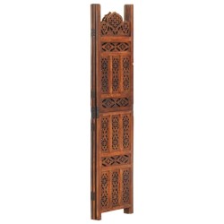 vidaXL Biombo 3 paneles tallado a mano madera mango marrón 120x165 cm
