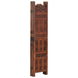 vidaXL Biombo 5 paneles tallado a mano madera mango marrón 200x165 cm