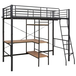 vidaXL Estructura de litera con mesa de metal gris 90x200 cm