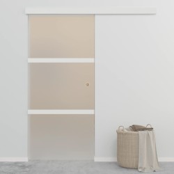 vidaXL Puerta corredera de vidrio ESG y aluminio plateado 90x205 cm