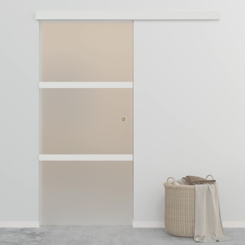vidaXL Puerta corredera de vidrio ESG y aluminio plateado 90x205 cm