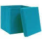vidaXL Caja de almacenaje con tapa 4 uds tela azul celeste 32x32x32 cm vidaXL Caja de almacenaje con tapa 4 uds tela azul celeste 32x32x32 cm