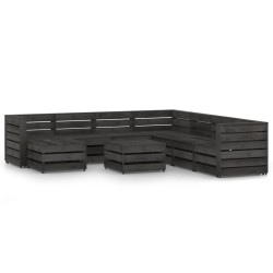 vidaXL Set de muebles de jardín 9 pzas madera de pino impregnada gris