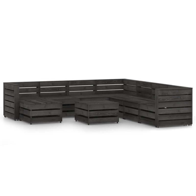 vidaXL Set de muebles de jardín 9 pzas madera de pino impregnada gris vidaXL Set de muebles de jardín 9 pzas madera de pino impregnada gris