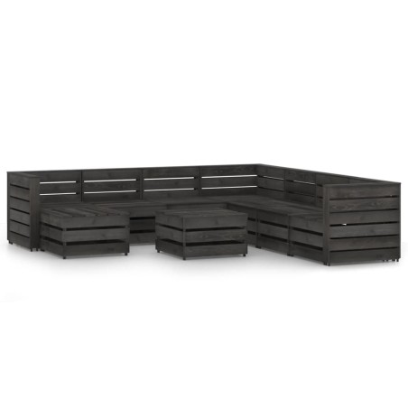 vidaXL Set de muebles de jardín 9 pzas madera de pino impregnada gris