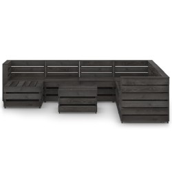vidaXL Set de muebles de jardín 9 pzas madera de pino impregnada gris
