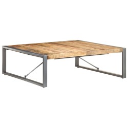 vidaXL Mesa de centro madera de mango rugosa 120x120x40 cm