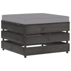 vidaXL Otomana seccional con cojín madera impregnada gris