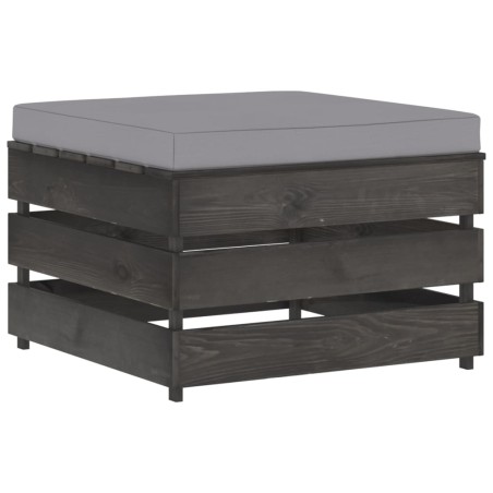 vidaXL Otomana seccional con cojín madera impregnada gris