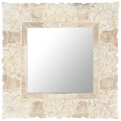 vidaXL Espejo de madera maciza de mango blanco 50x50 cm