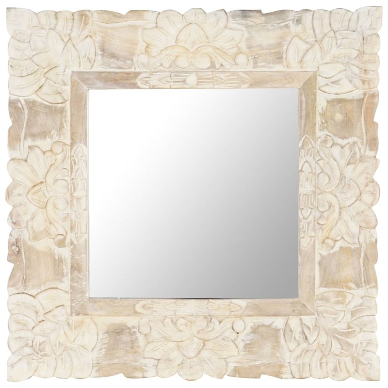 vidaXL Espejo de madera maciza de mango blanco 50x50 cm vidaXL Espejo de madera maciza de mango blanco 50x50 cm