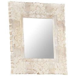 vidaXL Espejo de madera maciza de mango blanco 50x50 cm