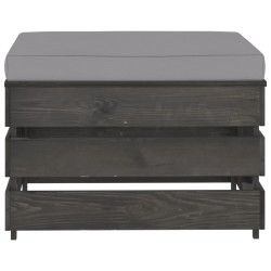 vidaXL Otomana seccional con cojín madera impregnada gris