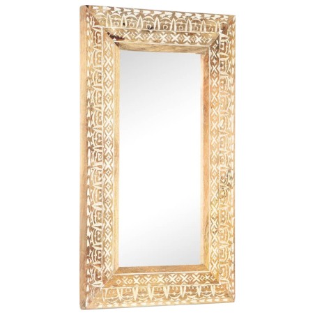 vidaXL Espejo tallado a mano madera maciza de mango 80x50x2,6 cm