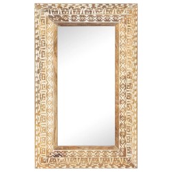 vidaXL Espejo tallado a mano madera maciza de mango 80x50x2,6 cm