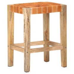 vidaXL Taburetes de bar 2 piezas cuero auténtico marrón 60 cm