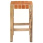 vidaXL Taburetes de bar 2 piezas cuero auténtico marrón 60 cm vidaXL Taburetes de bar 2 piezas cuero auténtico marrón 60 cm