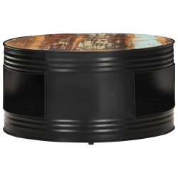 vidaXL Mesa de centro de madera maciza reciclada negra 68x68x36 cm