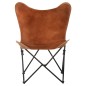 vidaXL Silla mariposa plegable de cuero auténtico marrón vidaXL Silla mariposa plegable de cuero auténtico marrón