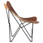 vidaXL Silla mariposa plegable de cuero auténtico marrón vidaXL Silla mariposa plegable de cuero auténtico marrón