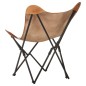 vidaXL Silla mariposa plegable de cuero auténtico marrón vidaXL Silla mariposa plegable de cuero auténtico marrón