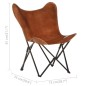 vidaXL Silla mariposa plegable de cuero auténtico marrón vidaXL Silla mariposa plegable de cuero auténtico marrón