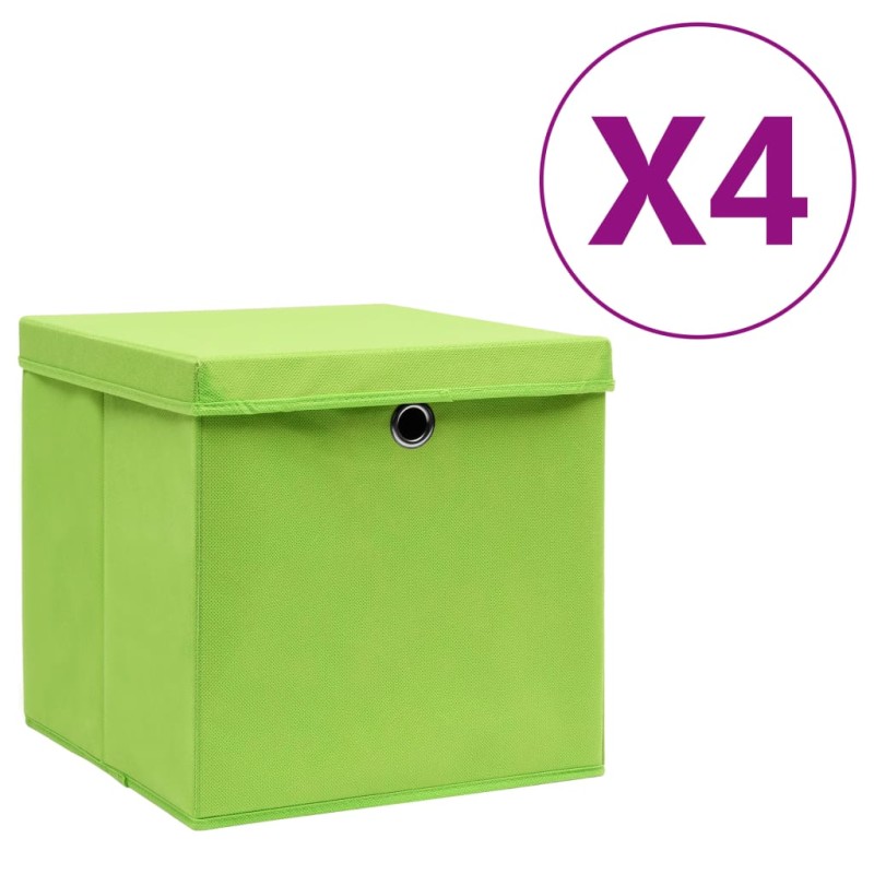 vidaXL Cajas de almacenaje con tapas 4 uds verde 28x28x28 cm vidaXL Cajas de almacenaje con tapas 4 uds verde 28x28x28 cm