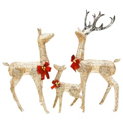 vidaXL Figuras de familia de renos de Navidad dorado 201 LED 