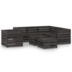 vidaXL Set de muebles de jardín 8 pzas madera de pino impregnada gris