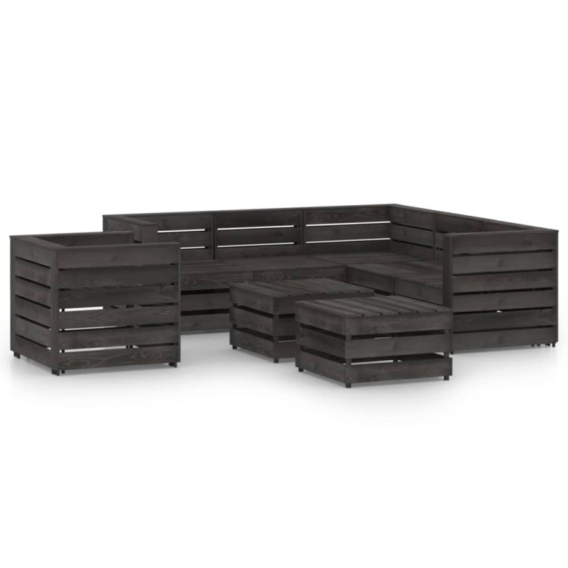 vidaXL Set de muebles de jardín 8 pzas madera de pino impregnada gris vidaXL Set de muebles de jardín 8 pzas madera de pino impregnada gris