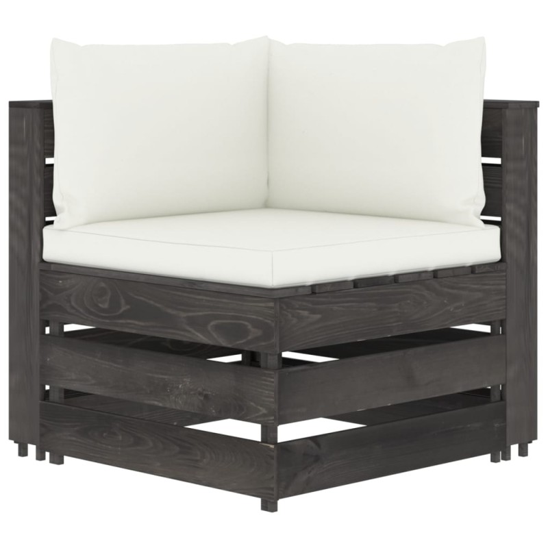 vidaXL Sofá de esquina seccional con cojines madera impregnada gris vidaXL Sofá de esquina seccional con cojines madera impregnada gris
