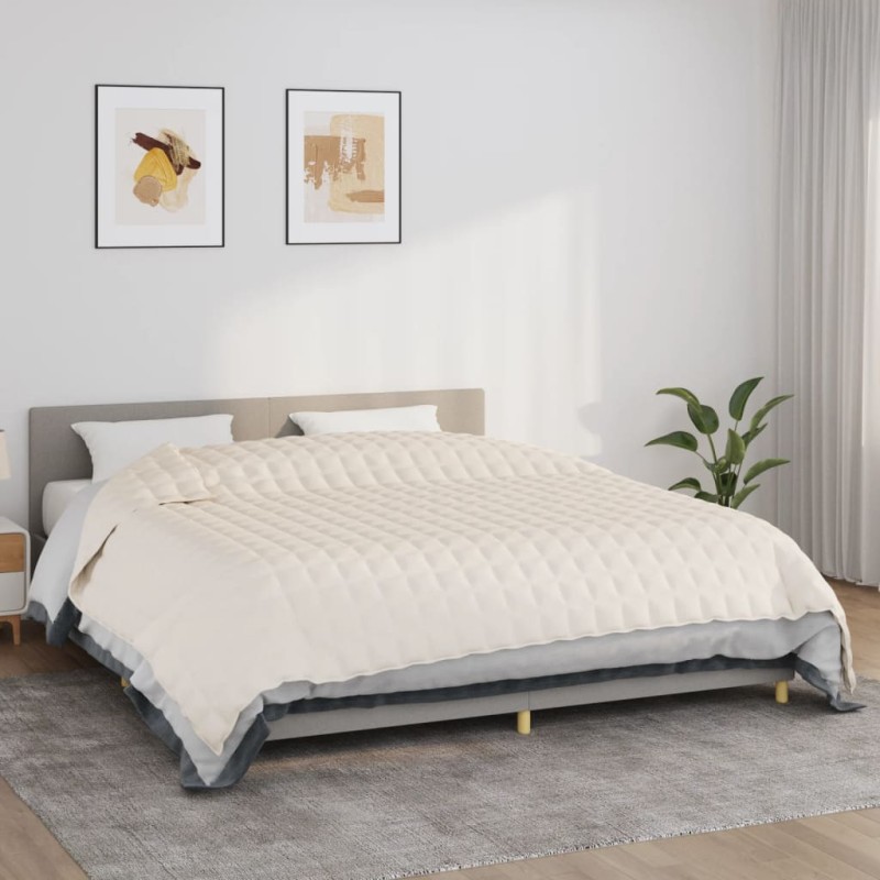 vidaXL Manta con peso tela color crema claro 220x260 cm 15 kg vidaXL Manta con peso tela color crema claro 220x260 cm 15 kg