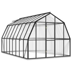 vidaXL Invernadero con estructura de aluminio gris antracita 12,63 m²