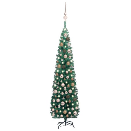 vidaXL Árbol de Navidad preiluminado con luces y bolas verde 180 cm