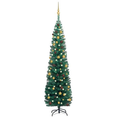 vidaXL Árbol de Navidad preiluminado con luces y bolas verde 180 cm